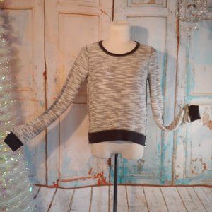 Abercrombie sparkle long sleeve crew neck zipper sweater/size S/gray wht silver